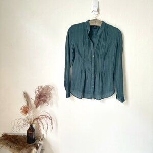 Moda International dark green long-sleeve blouse